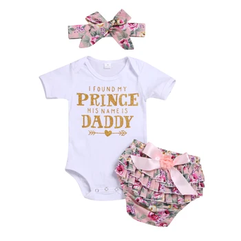 

3pcs/set Baby Clothing Set Summer Fashion Flower Newborn Baby Clothes 0-24M Bow Crown T-shirt+Ruffles Pants conjunto infantil