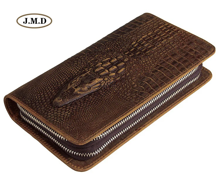 

J.M.D Genuine Leather Fashion Design Wallet Crocodile Pattern Long Purse Men's New Style Business Card Holder Clutch Bag 8070R-1