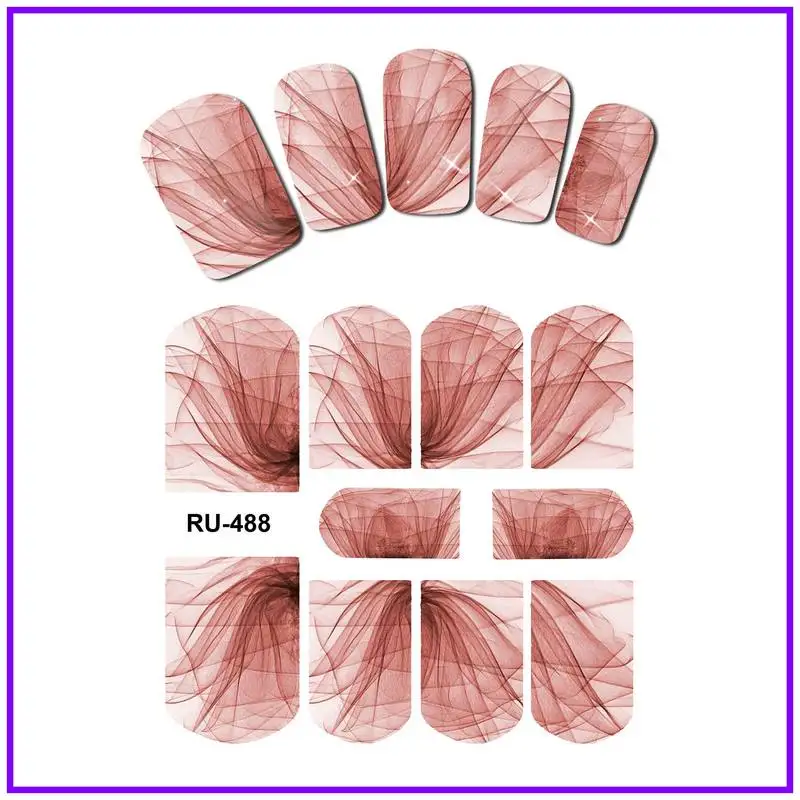 Лак для ногтей, водная наклейка, полное покрытие, цветок X RAY, прозрачные лепестки, цветы, розы, красные, синие RU487-492