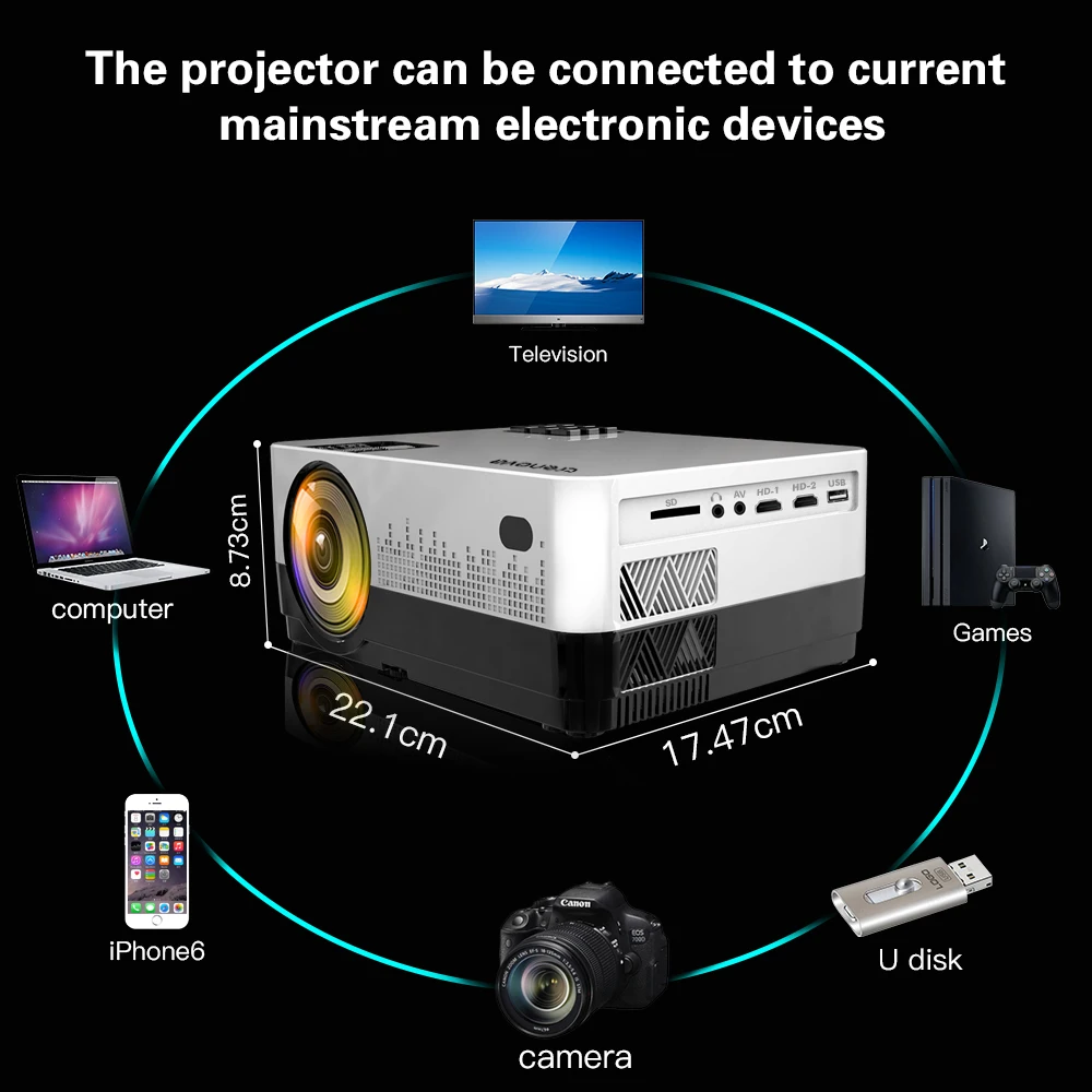 CRENOVA 2019 más nuevo Led proyector HD 1280*728 Android 6,1 OS 4300 lúmenes de cine en casa película proyector con WIFI Bluetooth - 3