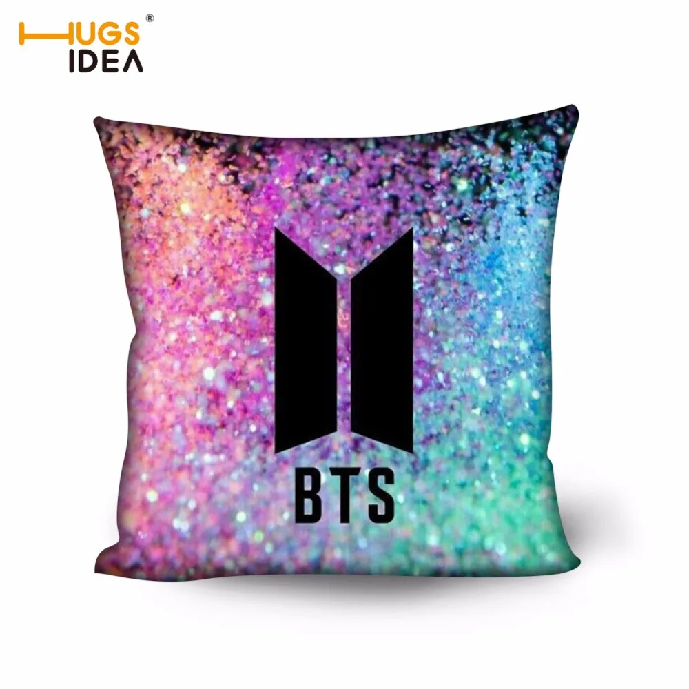 

HUGSIDEA Fashion BTS Pattern Cushion Cover Home Decor Sofa Seat Square Pillow Cover Cozy Tarvel Car Almofada Pillow Case 45*45cm