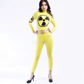 

High Quality Adult Womens Sexy Yellow Catsuit Shiny Metallic Party Costume Female Latex Spandex Fullbody Cosplay Costumes Suit