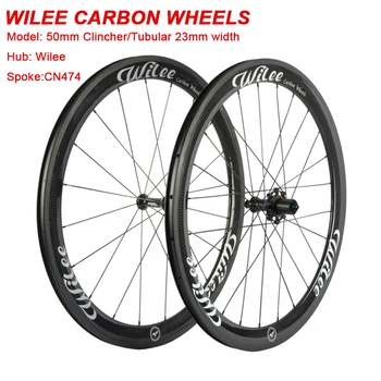 

WILEE 700C full carbon wheels 50mm Clincher/Tubular road/racing bike from China facotry carbon bicycle wheels