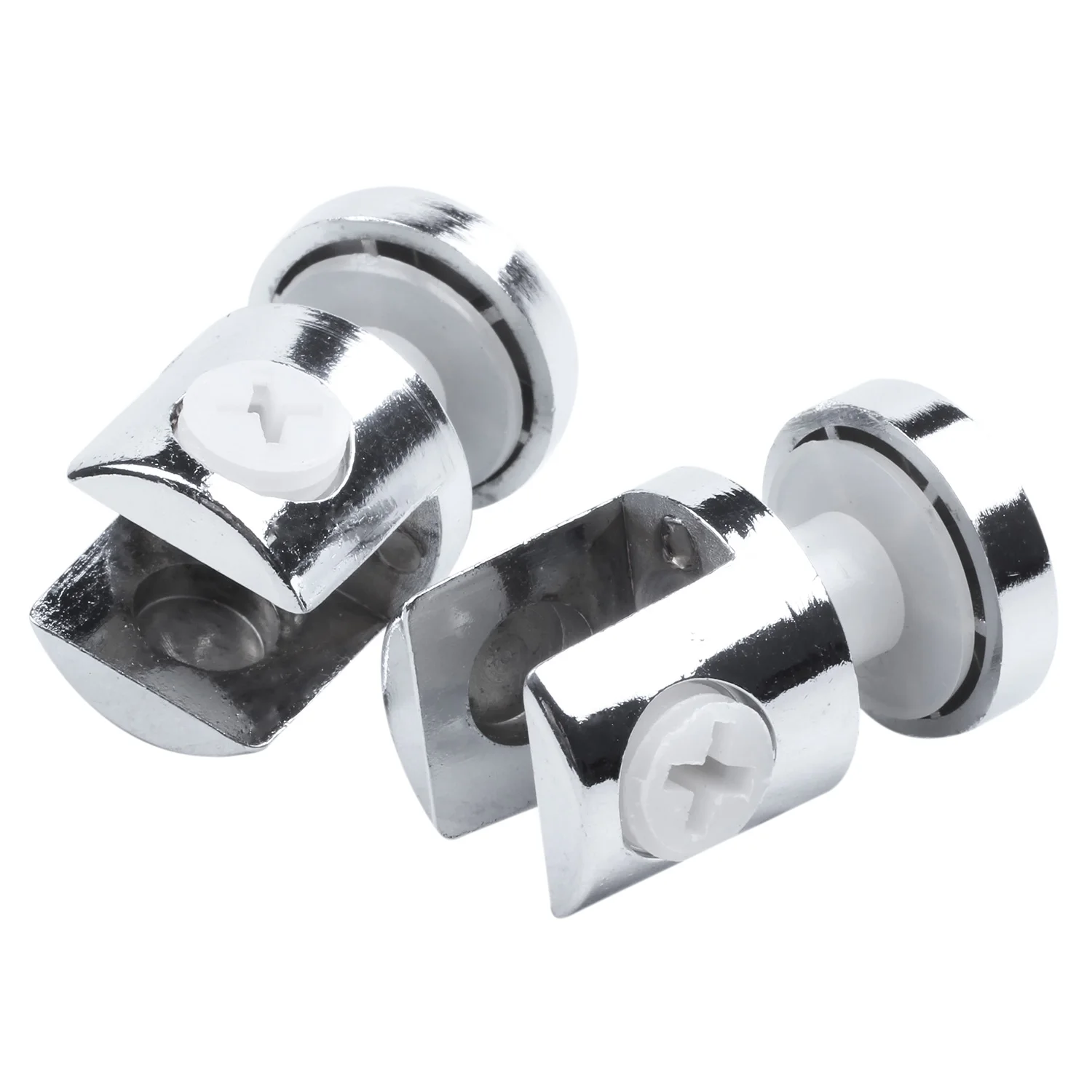 New Round Base Chrome Glass Shelf Clip Clamp Support Bracket 2pcsin