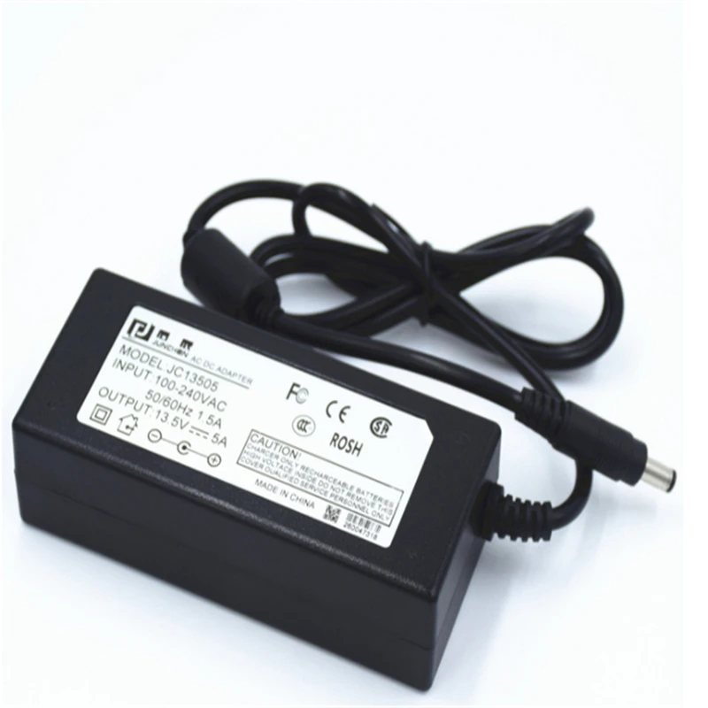 

13.5VDC strip driver ,100-240Vac input transformer ,68W 13.5V5A led power supply ,CE FCC Listed with 5.5*2.1 ,5*5*2.5 port