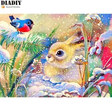 Сделай Сам, полный, алмазная вышивка, кролик, птица, снег, фото на заказ, алмазная вышивка крестом, 3D, Алмазная мозаика, украшение, Рождество