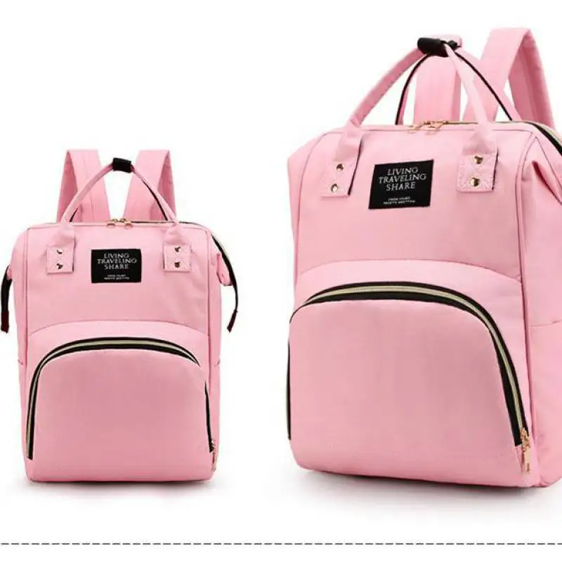Рюкзак с надписью MOM водонепроницаемый детский подгузник сумки Мумия материнства подгузник сумка для кормления дорожная сумка большая Ёмкость Bolsas Maternidade - Цвет: Light pink