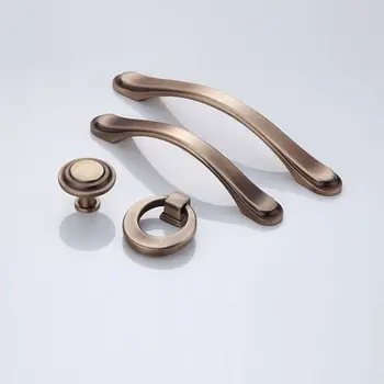 1PCS Zinc Alloy Handle Furniture Cabinet Drawer Wardrobe Bathroom Kitchen Door Handle Copper Color