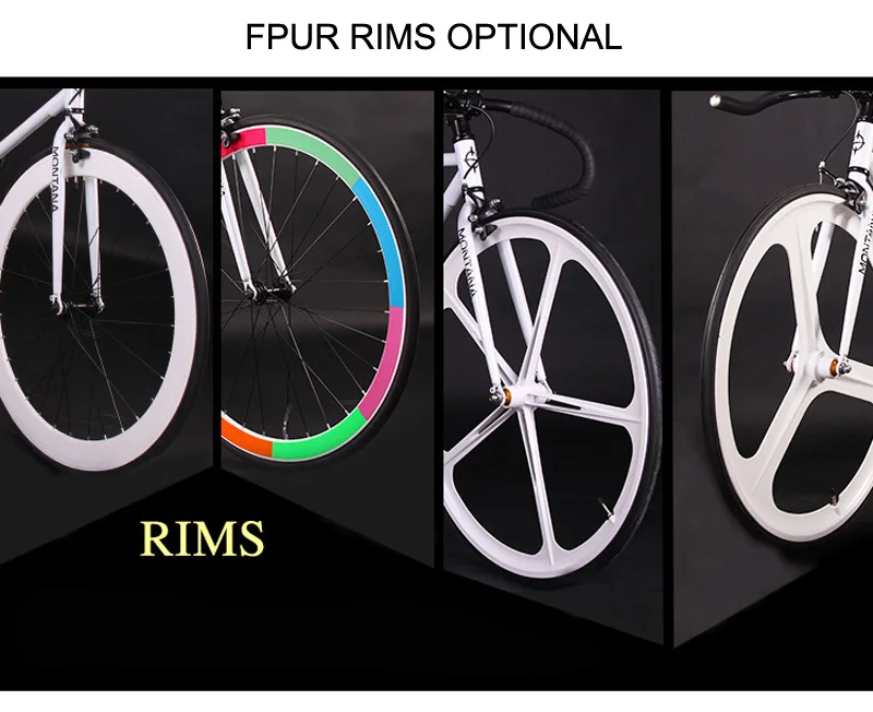 Clearance Fixed gear bike  Magnesium Alloy Wheel 3 spokes fixie Bicycle700C wheel 70mm Rim  52cm frame BIKE Complete Road Bike 7