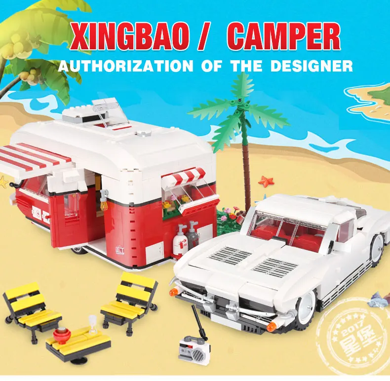 

XingBao 08003 2436Pcs New Creative Series The MOC Camper Set Children Educational Building Blocks Bricks Toys Model Boys Gifts