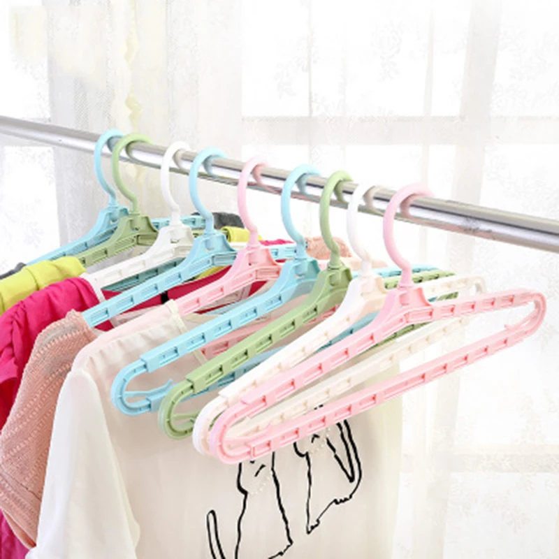 1 Pcs Plastic Retractable Seamless Adult Wet Dry Dual Use Clothes Hangers Can Hang Bath Towel ...