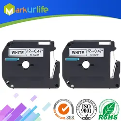 Markurlife 2 шт. для Brother P-сенсорный принтер MK231 M-K231Cassette ламинированная этикетка клейкие ленты работы для 12 мм (1/2 ") x 8 м черный на белый