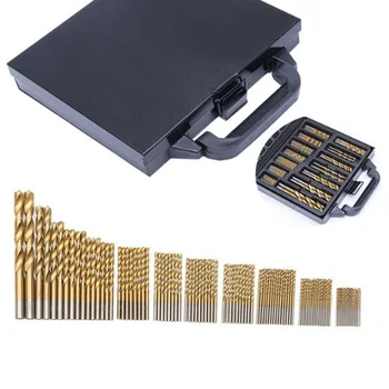 

99pc Iron Box Packing 99PCS HSS Twist Drill Bits Set 1.5-10mm Titanium Coated Surface 118 Degree For Drilling Metal