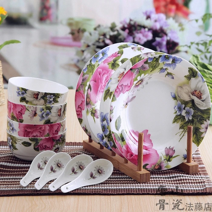 12-piece set, floral blossom designed, bone china dish set, refined ceramic white dinnerware, porcelain dinnerware set 12-piece set, floral blossom designed, bone china dish set, refined ceramic white dinnerware, porcelain dinnerware set