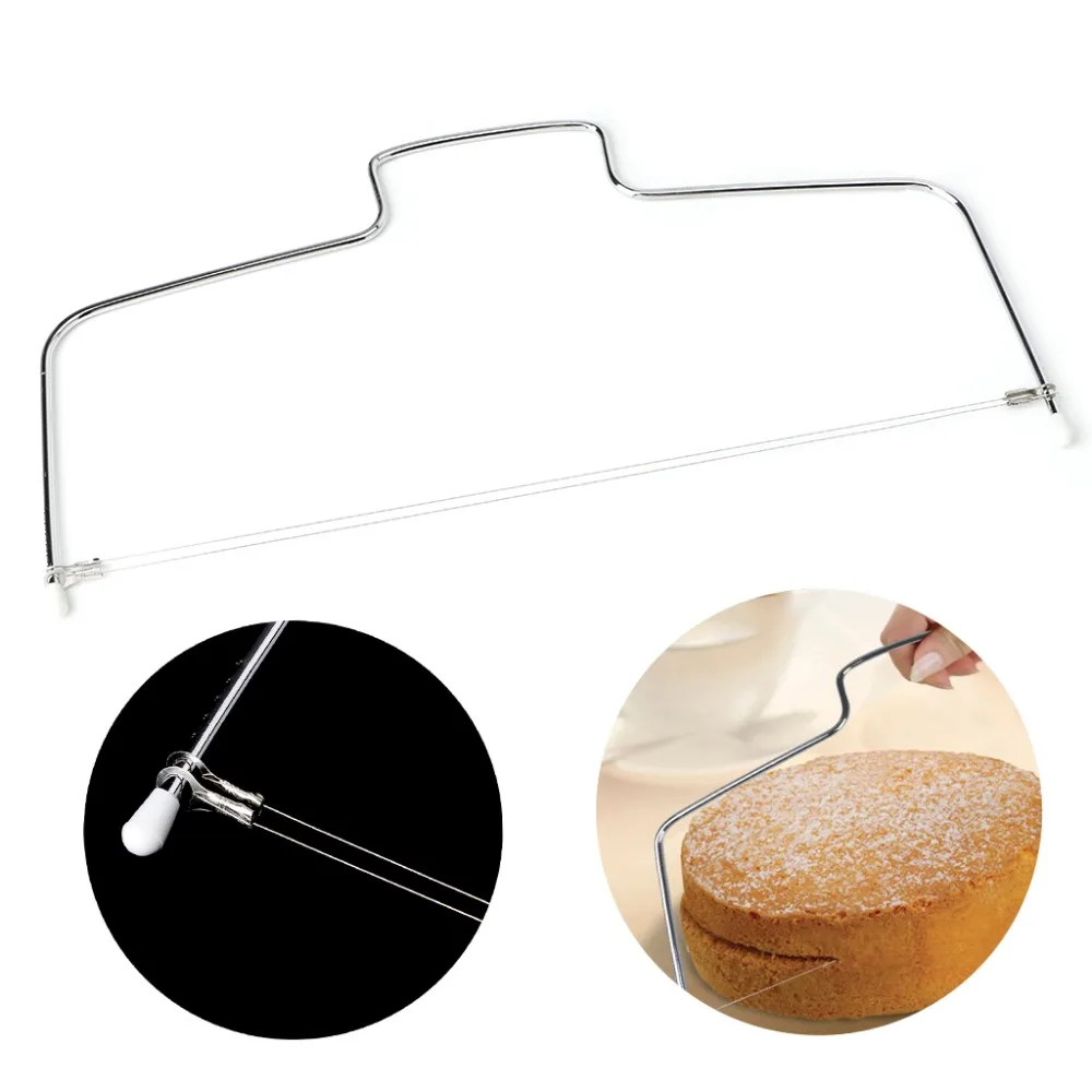 1pc Stainless Steel Adjustable Double Wire Cake Cutter Slicer Baking