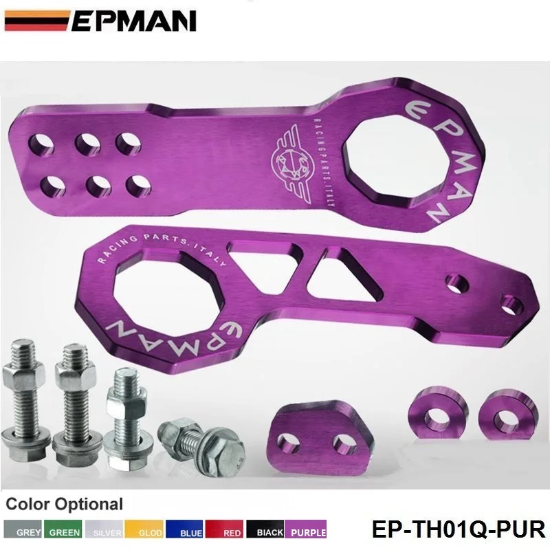 ЧПУ Заготовка алюминиевый передний+ задний буксировочный гоночный бампер крюк Буксировочный комплект EP-TH01Q - Название цвета: Фиолетовый