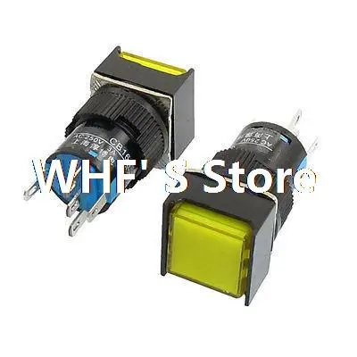 

2Pcs DC 24V Lamp 5P SPDT Orange LED Light Square Cap Momentary Push Button Switch