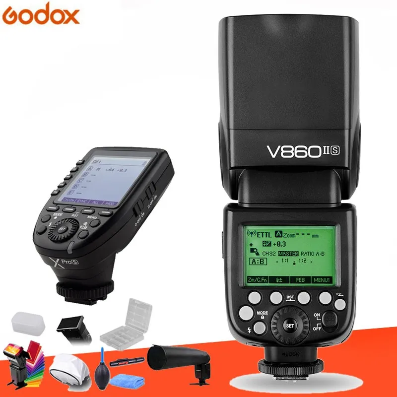 Godox V860II GN60 i-ttl HSS 1/8000s вспышка с литий-ионной батареей+ Xpro передатчик для вспышки для Canon Nikon sony Fuji Olympus - Цвет: V860II and Xpro-