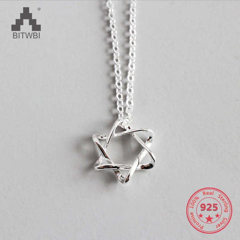 

100% S925 Sterling Silver Star of David Necklace Pendant Jewish Magen David Hexagram Necklace For Nnisex