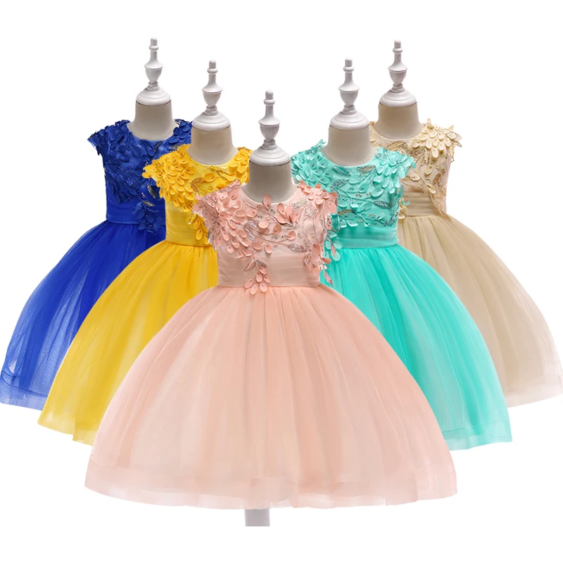 

Baby Girl Princess Ball Gown Dress Flower Lace Children Bridemaid For Wedding Formal Party Prom Dresses Children Clothing 3-12 Y