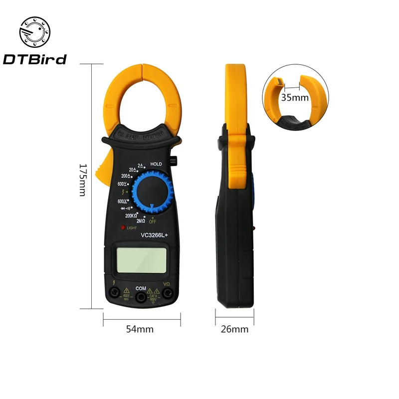 VC3266L LCD Digital Clamp Multimeter AC DC Volt Voltage Amp Ohm font b Electronic b font