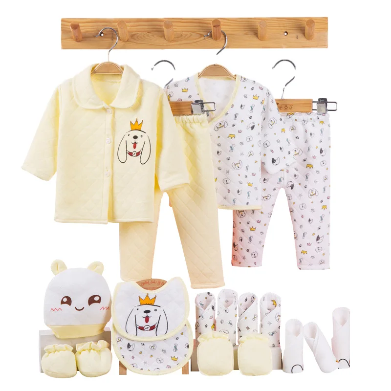 Одежда для маленьких девочек с героями мультфильмов; зимняя хлопковая одежда для новорожденных; Одежда для новорожденных; подарок для новорожденных; комплект одежды для маленьких мальчиков; 3 цвета - Цвет: Yellow baby set