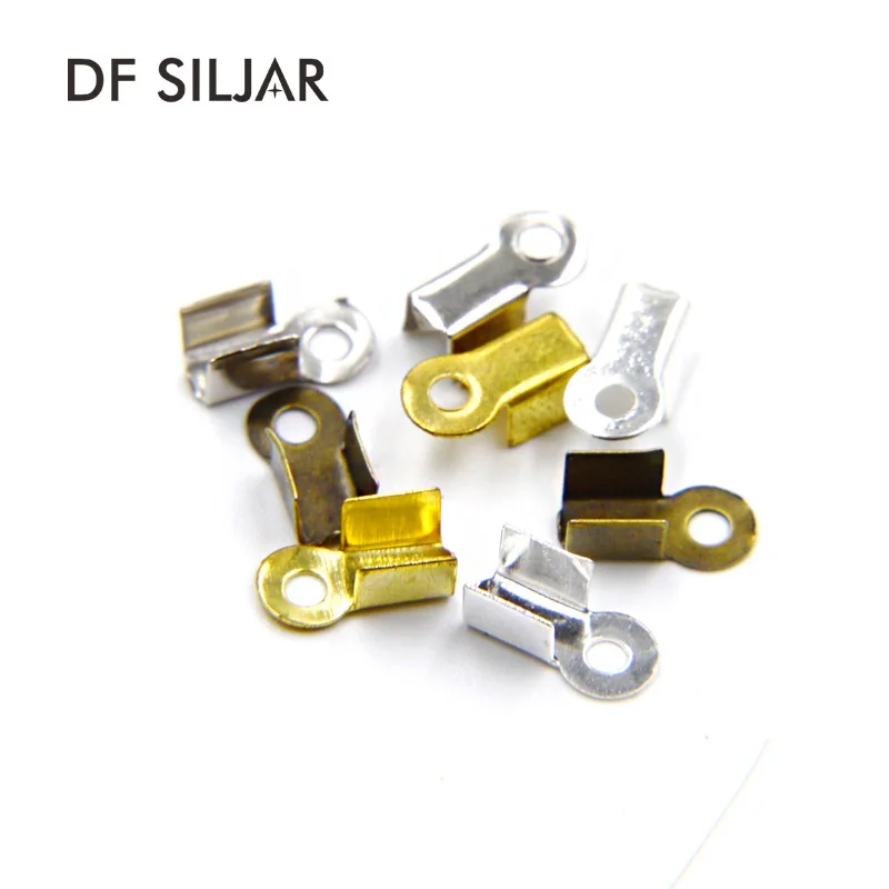 

200pc/lot 8*4mm End Beads Cap Gold End Caps For Jewelry Making Bracelet Leather Cords Crimp Clasps Charms Jewelry Findings Y733