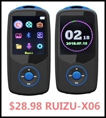 Обновленная версия, RUIZU X06 Bluetooth 4,0 MP3 музыкальный плеер, цветное меню, экран, высокое качество, без потерь, с fm-радио, рекордер