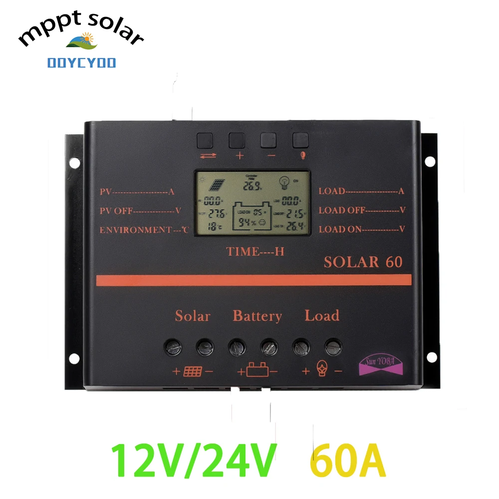 Контроллер солнечного заряда OOYCYOO 60A LCD PV Панель батареи 12В 24В солнечная система