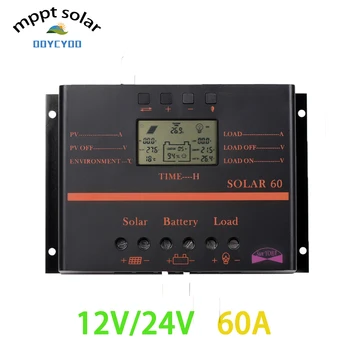 

OOYCYOO 60A Solar charge Controller LCD PV panel Battery Charge Controller 12V 24V Solar system Home indoor use 5V usb
