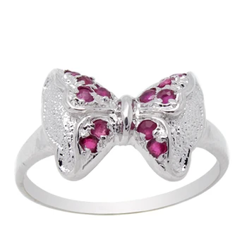 

New Qi Xuan_Fashion Jewelry_Red Stone Elegant Butterfly Rings_S925 Solid Sliver Fashion Rings_Manufacturer Directly Sales