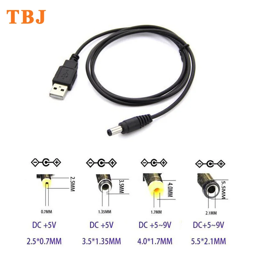 

80CM USB Port To 2.5mm - 5.5mm 5V DC Barrel Jack Power Cable Connector Black For LED / electronic goods