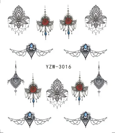 1 шт наклейки для ногтей водные наклейки бабочки Цветочные животные черно-белые геометрические Слайдеры для маникюра украшения для ногтей - Цвет: YZW-3016