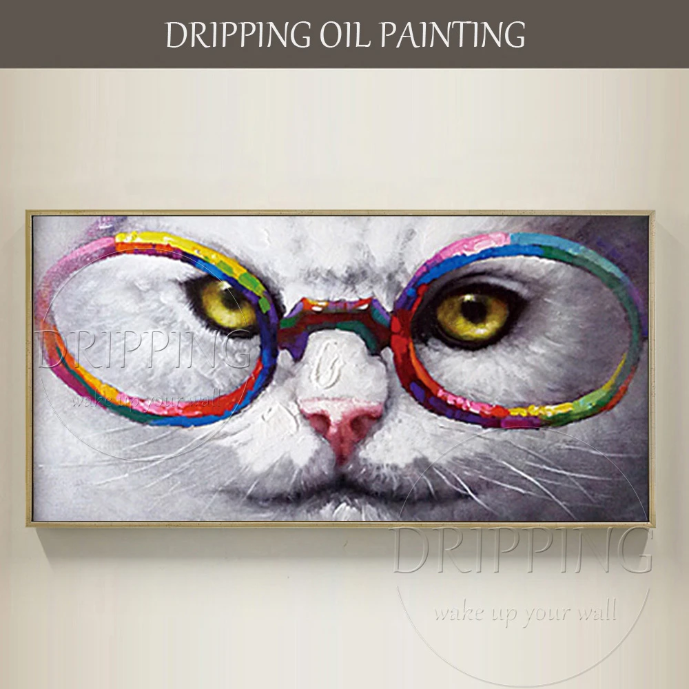 Peinture A L Huile Sur Toile Avec Lunettes Colorees De Haute Qualite Moderne Peint A La Main Animal Chat Nouvel Arrivage Aliexpress Peinture A L Huile Sur Toile Avec Lunettes Colorees De Haute Qualite Moderne Peint A La Main Animal Chat Nouvel Arrivage Aliexpress