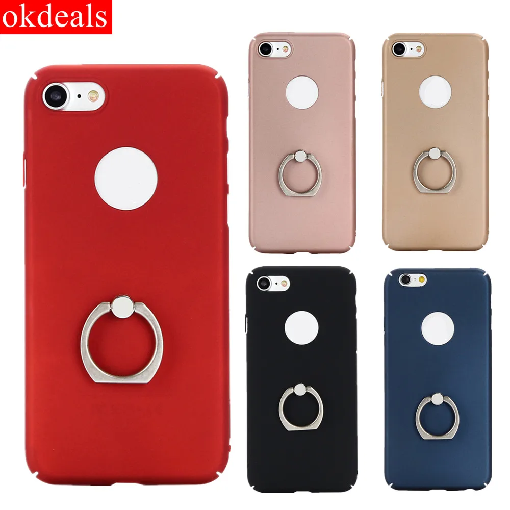 

Fashion Plating Hard PC Phone Case for Iphone 7 7 Plus Cases Ring Bracket Frosted Non-slip Cover for Iphon X 5 5s Se 6 6s 8 Plus