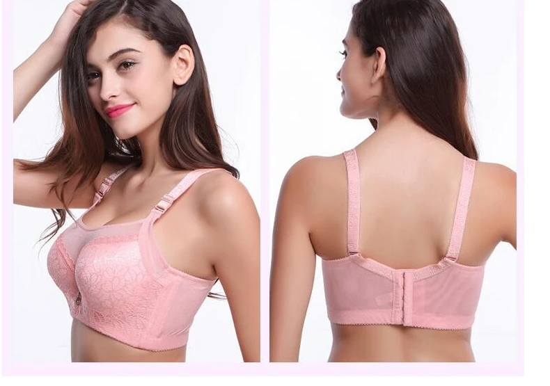 2017 Sexy lady big yards anti light cotton bra women solid color