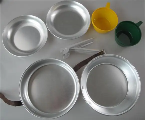 

light weight Compact aluminum aluminium 2 person cook set camping Cooking Pot Pan Sets with plastic cup