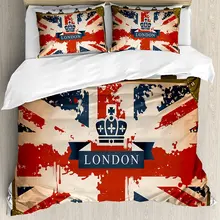 La Unión Jack funda nórdica Vintage maleta de viaje con Espana bandera londinense de la cinta y la corona imagen decorativa cama