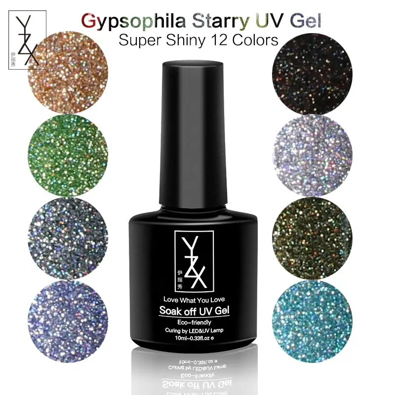 

YiZhiXiu 1x Shining Laser Glitter Gypsophila Starry Enamel Soak Off UV Gel Nail Polish Varnish Lacquer DIY Long Lasting Manicure