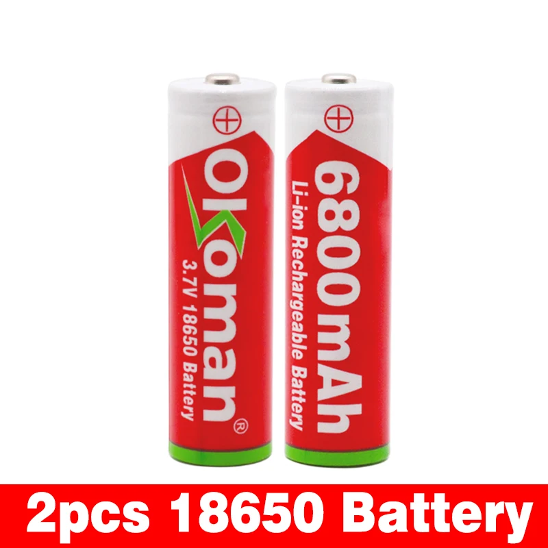 Okoman 18650 аккумулятор 3,7 V 6800 mAh перезаряжаемый литий-ионный аккумулятор для игрушки светодиодный фонарик вспышки электроинструменты+ USB зарядное устройство - Цвет: Золотой