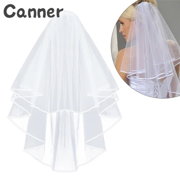 

Elegant One Layers Bridal Veil With Long Bride Tulle White Ivory Wedding Veil Lace Edge Bridal Veils 2019 Wedding Accessories A4