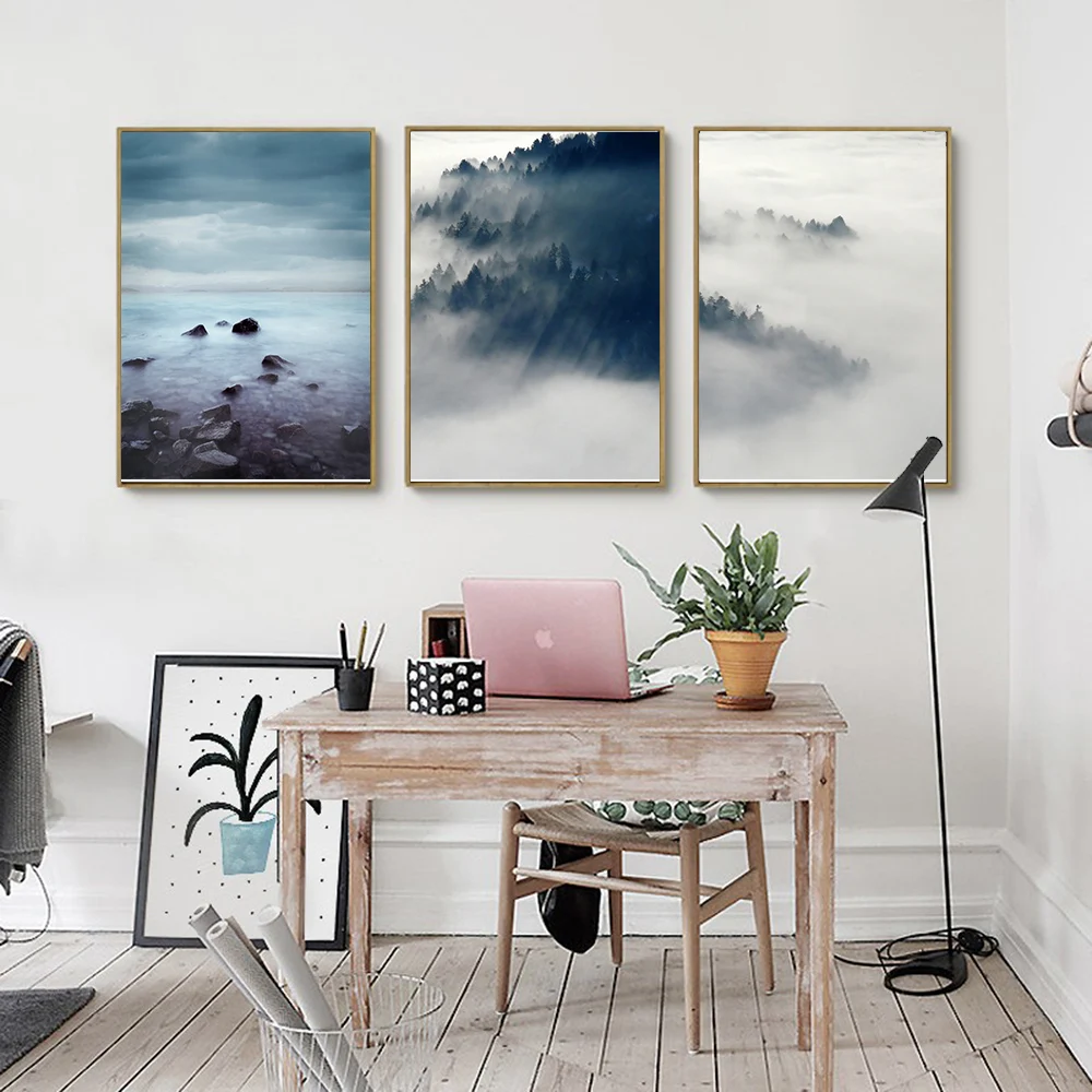 

WANGART 3 Piece No Frame Landscape Poster Scandinavian Canvas Painting For Living Room Wall Picture Print Nordic Art JY532