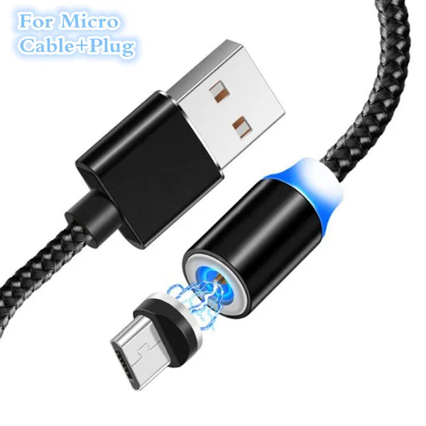 Магнитный кабель Micro USB для iPhone 6 7 8 X Xiaomi Android кабель Micro USB Магнитная Зарядка для samsung S9 type C зарядный провод - Тип штекера: For Android black