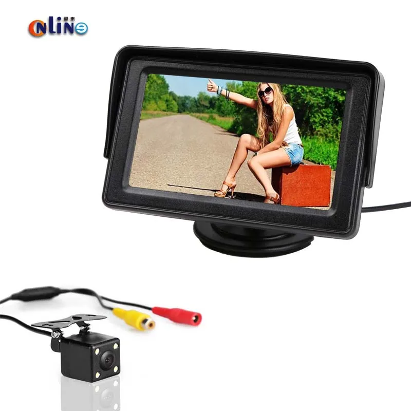 4 светодиодных автомобилей заднего Камера HD 170 Угол + 4.3 &quotTFT ЖК дисплей зеркало