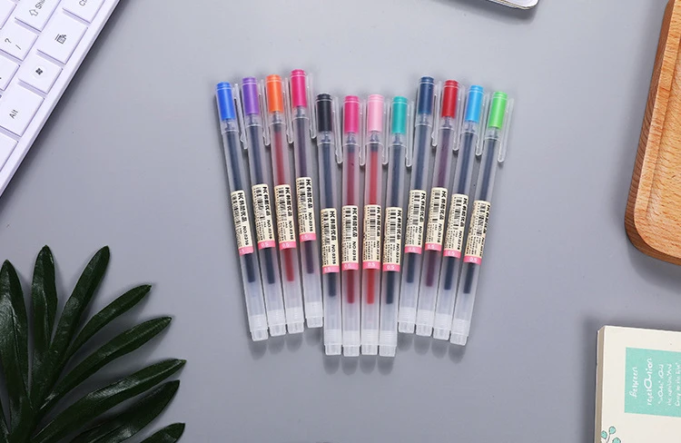 12 шт./лот 0,5 мм цветные чернила гелиевая ручка простой стиль маркер ручка для письма школьные офисные канцелярские принадлежности