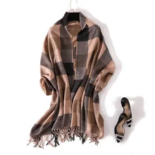 Новинка, кашемировый шарф для женщин, зимняя плотная теплая шаль накидка, высокое качество, мягкая Пашмина с кисточками, echarpe femme, накидки, клетчатый шарф