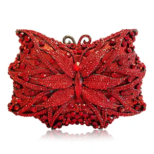Роскошный свадебный клатч со стразами в форме бабочки, Красный Кристалл, женские клатчи, кошельки, вечерние клатчи, женские сумки на плечо - Цвет: 2