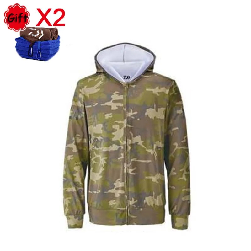 

Long Sleeve Fishing Clothing Outdoor Sports Hooded Fishing Shirt Quick Dry Camouflage Ice Silk Professional Fishing Jacket