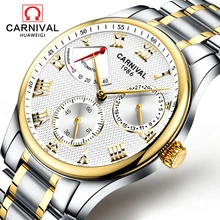 Fashion watch men Power reserve gold Stainless steel Automatic mechanical Sapphire waterproof white watch relogio masculino