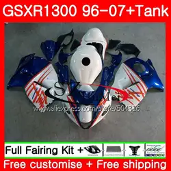 Обтекатели для SUZUKI Hayabusa GSXR1300 96 07 R 1300 02 03 04 05 06 07 42SH19 GSX R1300 2002 2003 2004 2005 2007 Новый белого и синего цвета